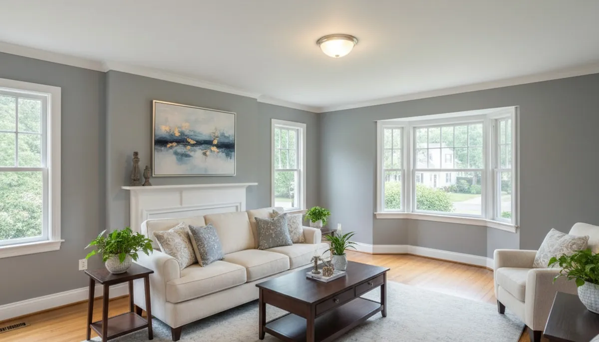 Freshly painted Andover, MA living room with smooth finishes by professional interior house painters