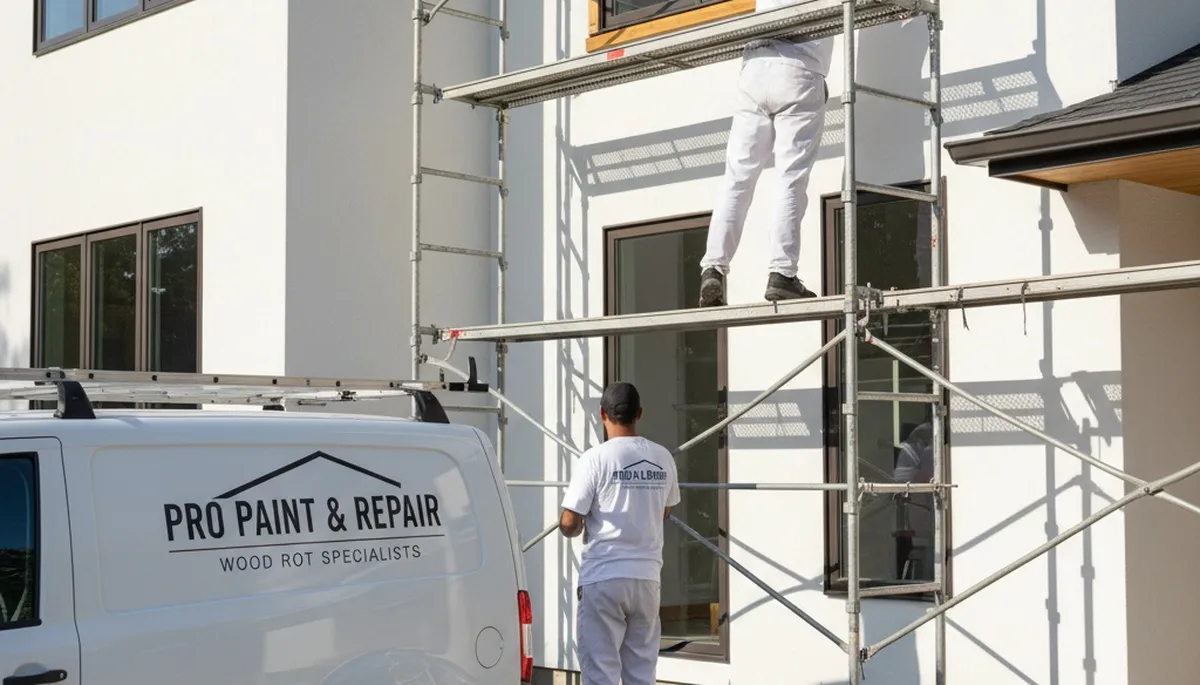 Professional wood rot repair on Andover MA home exterior by expert house painters